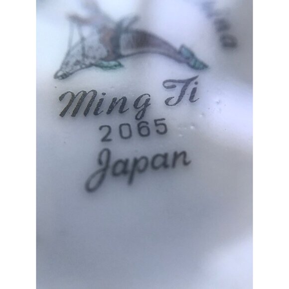 Vintage China Sugar Bowl & Lid Ming Ti By Dolphin Orange Flowers On Edge - Picture 5 of 8